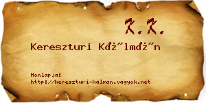 Kereszturi Kálmán névjegykártya